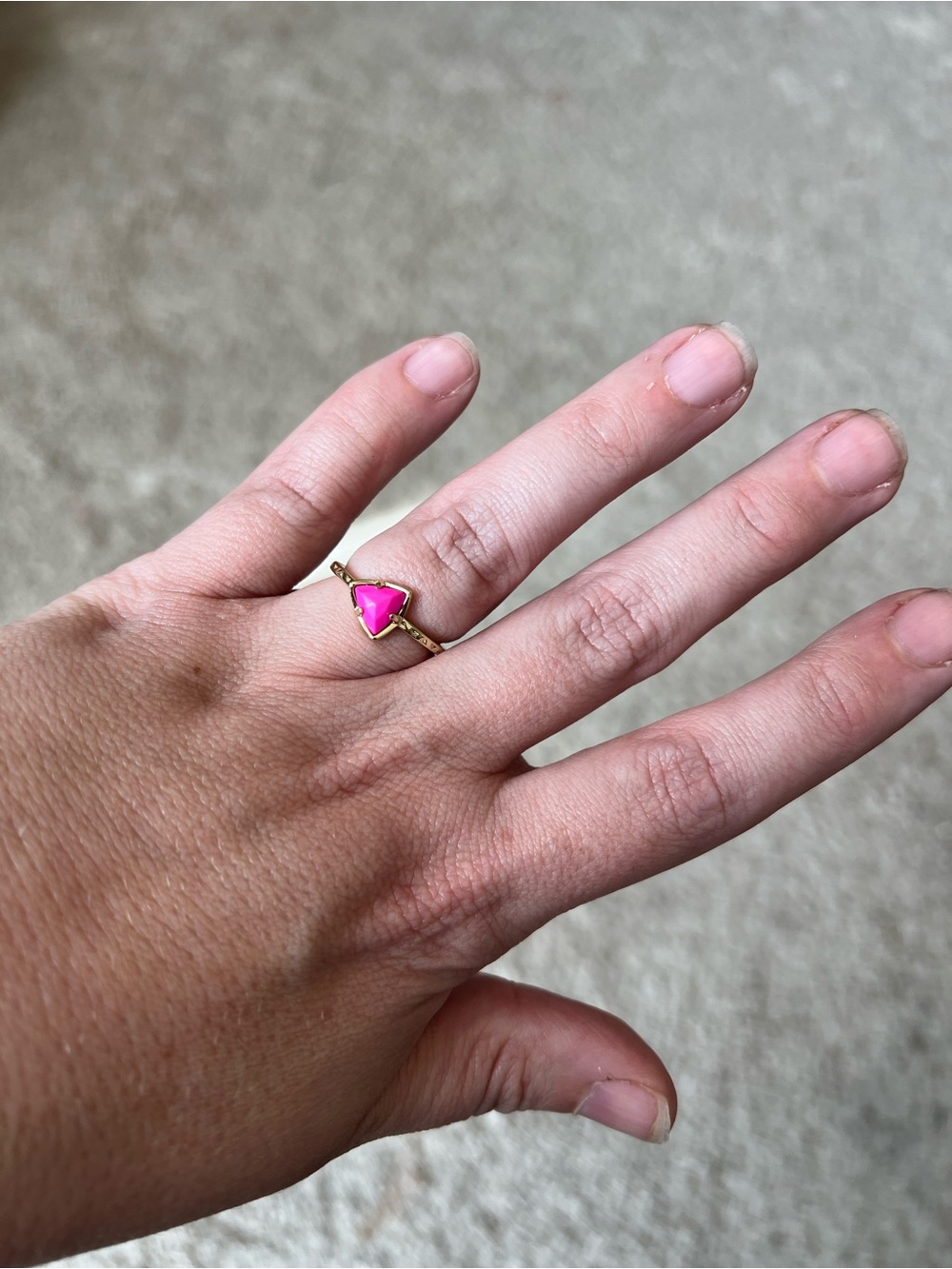 Kendra Scott Gold Ring with Hot Pink Triangle Stone size 8